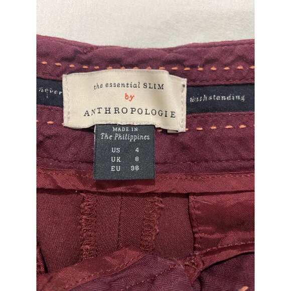Anthropologie The Essential‎ Slim Pant Burgundy Women's Size 4 - Picture 4 of 7